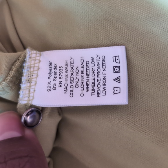 Susan Graver| Greenish Yellow Short Sleeved Blouse With Buttoned Slit Sleeves - Picture 14 of 15